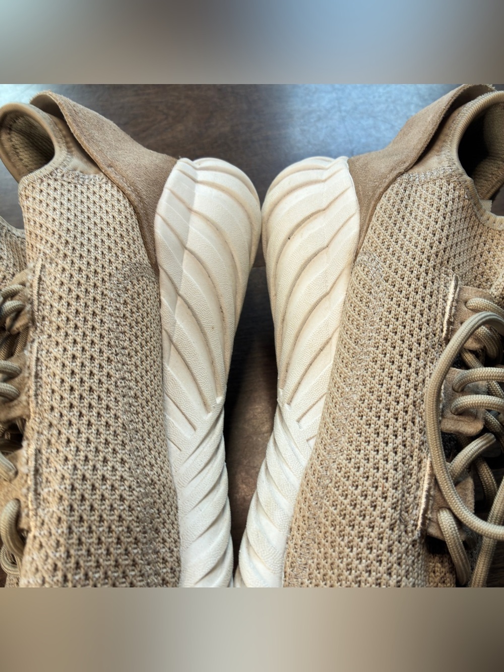 Adidas Original Tubular Doom Sock Primeknit Men’s Sneakers Khaki/White Size 11 - Picture 3 of 15